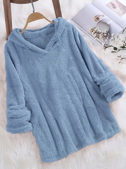 Fleece Solid Long Sleeve Hoodies Sweatshirt